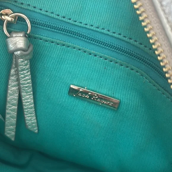 Jack rogers Stylish Silver and Cream Round Crossbody Bag - Picture 3 of 3